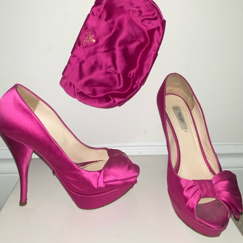 Prada Satin Fuchsia Stiletto Pump 36.5